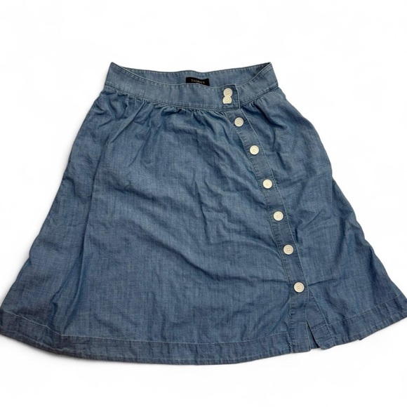 Talbots Blue A-Line Button Skirt - Picture 1 of 4